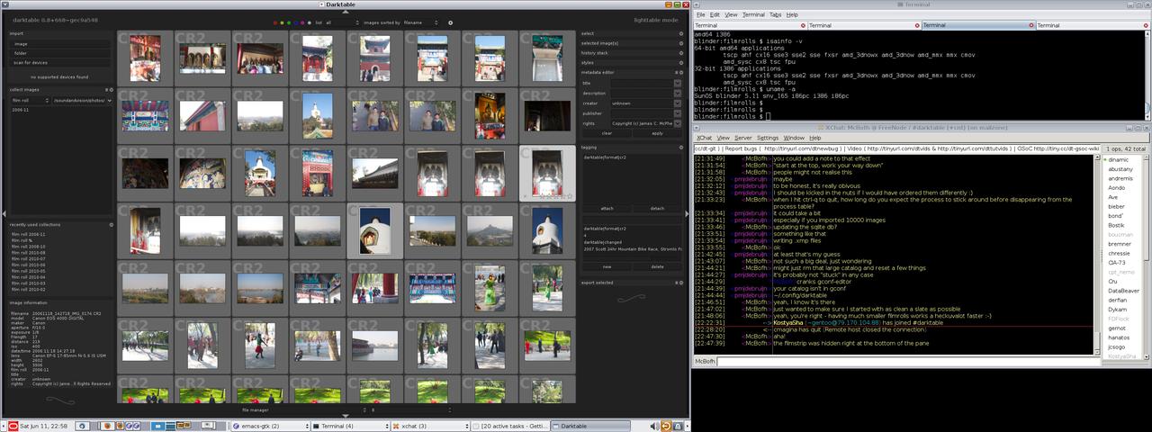 screenshot of darktable on Solaris 11 Express