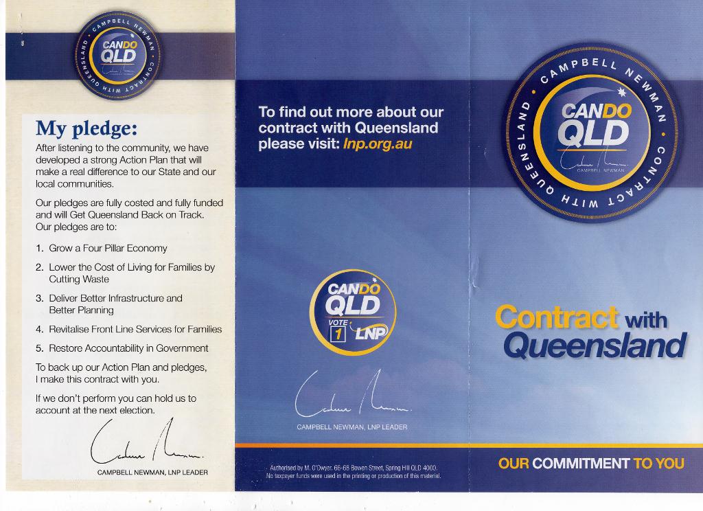 CanDO QLD Contract With Queensland (obverse)